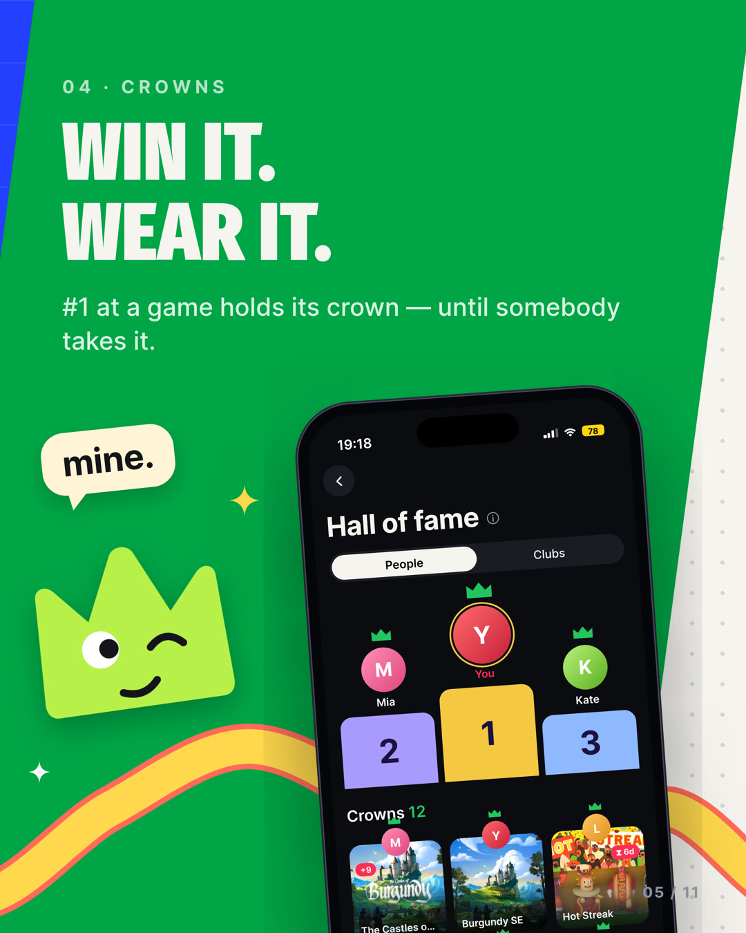 Win it, wear it: number one at a game holds its crown until somebody takes it
