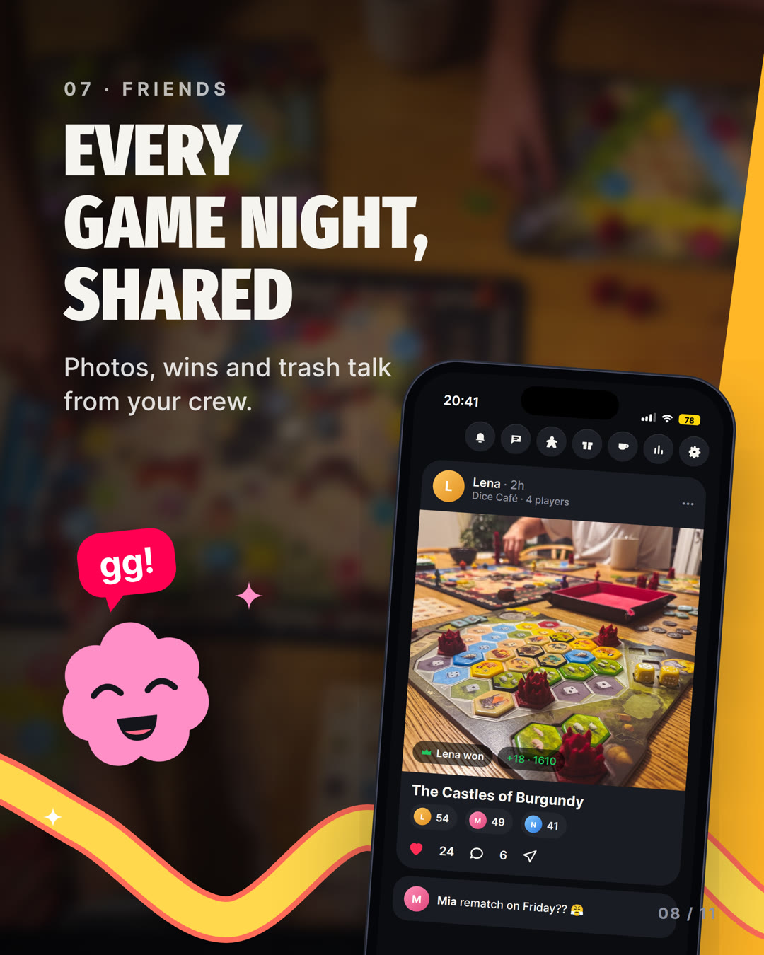 Every game night, shared: photos, wins and trash talk from your crew