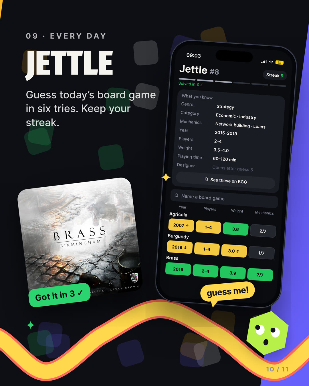 Jettle: guess today's board game in six tries and keep your streak